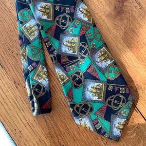 Giorgio Mandelli GM 100% Silk Tie Made in Italy Nautical Ships & Flags Graphic